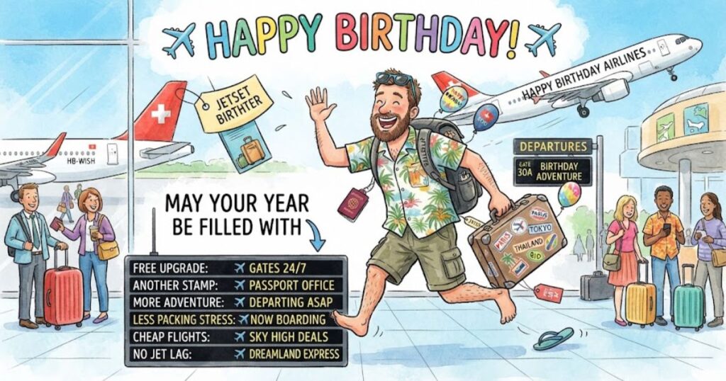 🛫 Funny Birthday Wishes for Travel Lovers