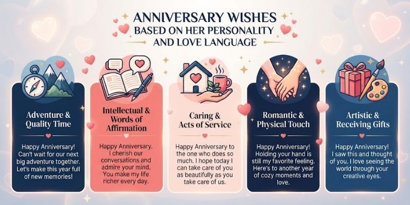 Anniversary Wishes Based on Her Personality and Love Language
