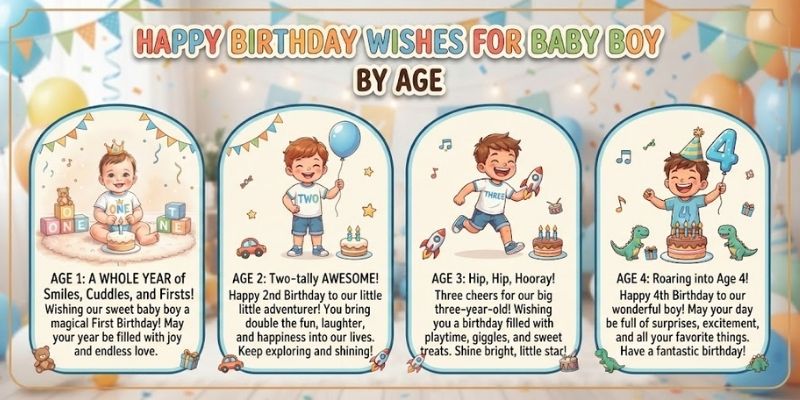 Birthday Wishes for Baby Boy by Age